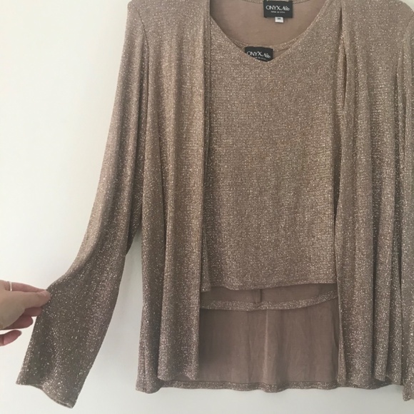 🍁5/30$!! Holiday Shimmer Glitter Formal Tank/Cardigan Set - Picture 2 of 8